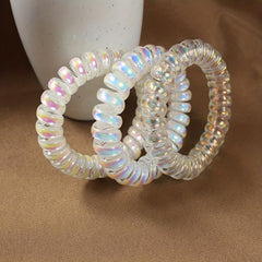 3pcs Transparent Spiral Hair Tie Y2K Hair Accessories Elastic Hair Rope