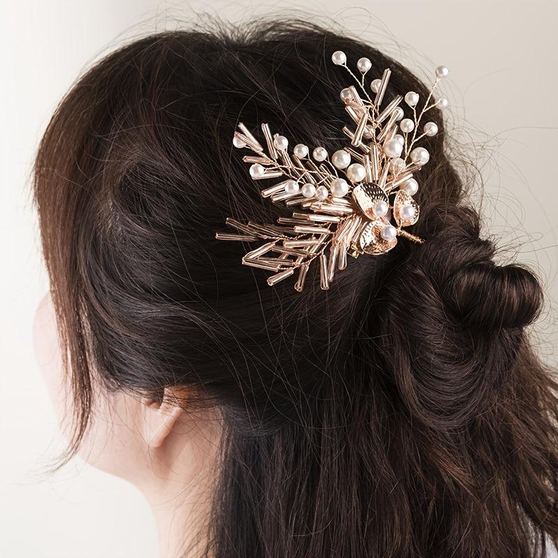 Rose Faux Pearl Hair Clip Wedding Hairpin Barrette Hair Ac