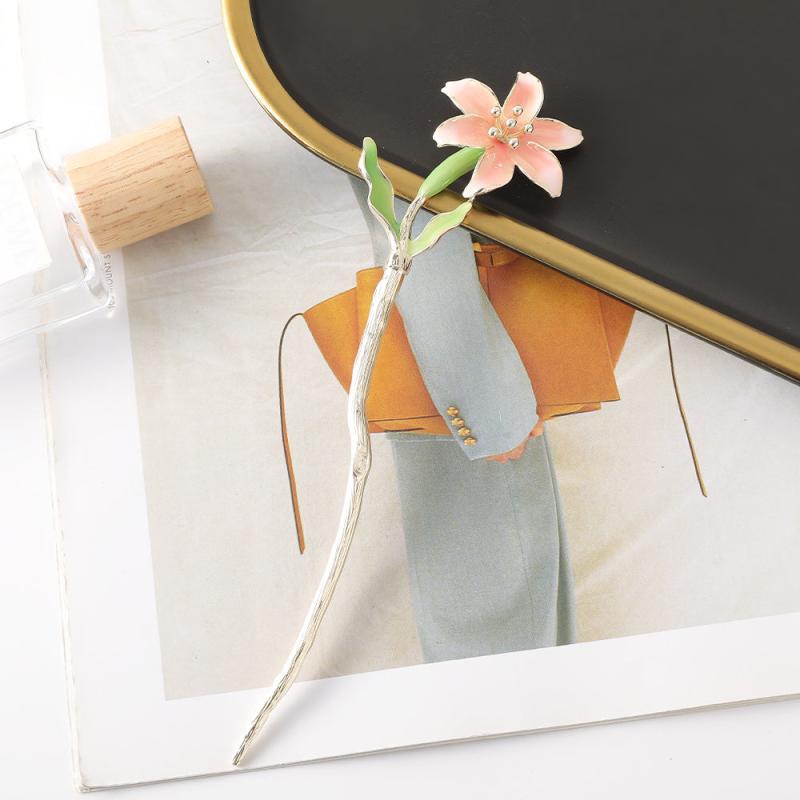 Flower Hair Pin Floral Hair Stick Ponytail Holder Hair Accessories