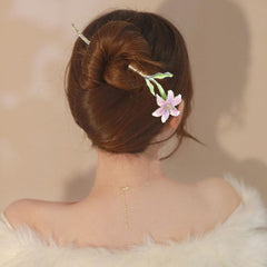 Flower Hair Pin Floral Hair Stick Ponytail Holder Hair Accessories