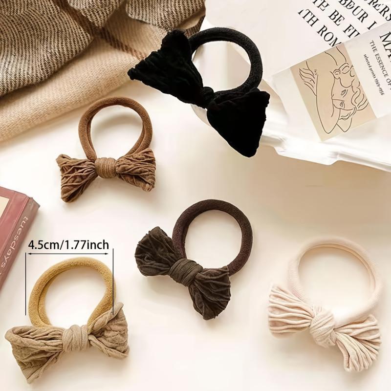 5pcs Bowknot Hair Tie Solid Winter Hair Accessories Women
