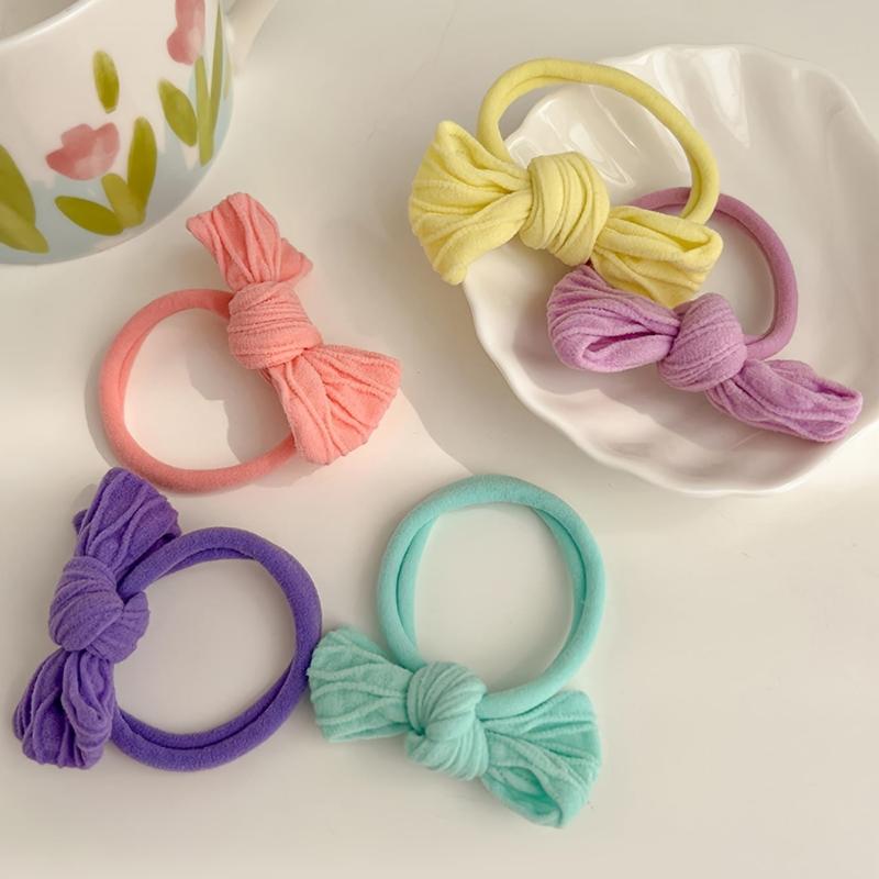 5pcs Bowknot Hair Tie Solid Winter Hair Accessories Women