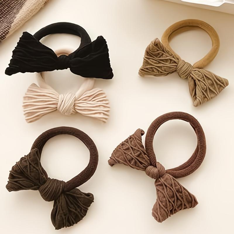 5pcs Bowknot Hair Tie Solid Winter Hair Accessories Women