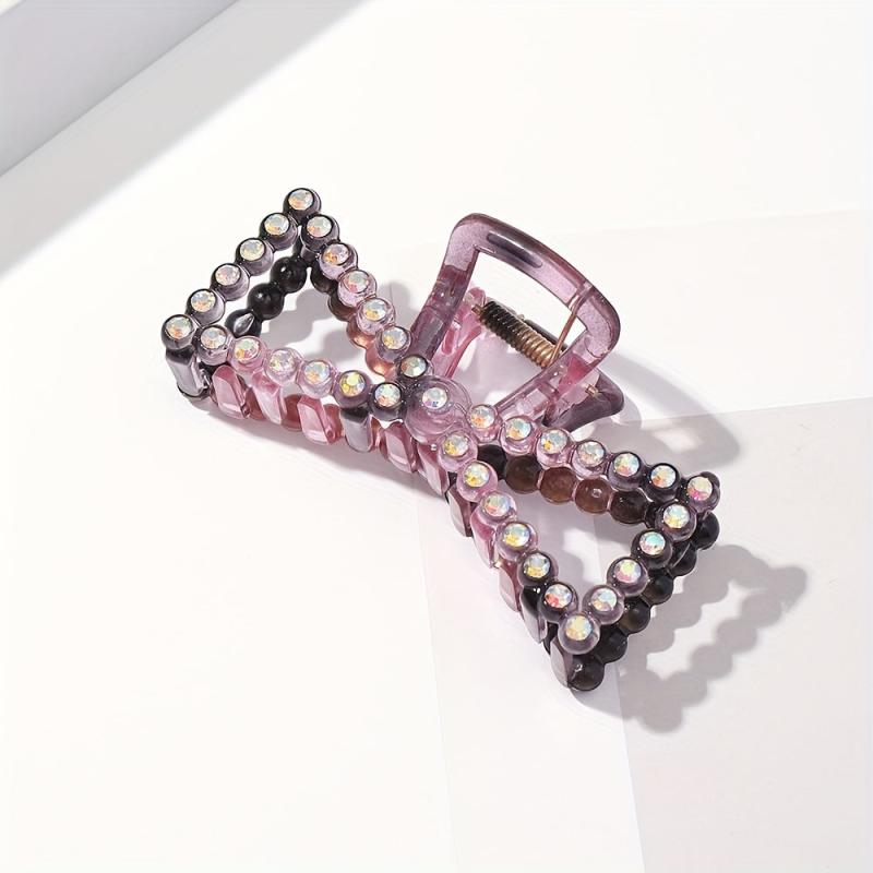 Large Rhinestone Hair Claw Vintage Transparent Shark Claw Hair Accessory
