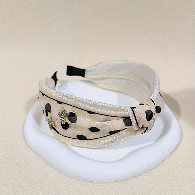 Cross Knotted Headband Rhinestone Butterfly Hair Band