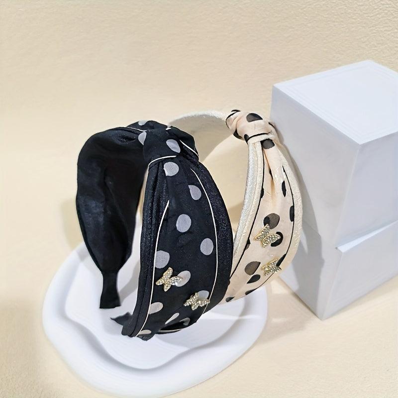 Cross Knotted Headband Rhinestone Butterfly Hair Band