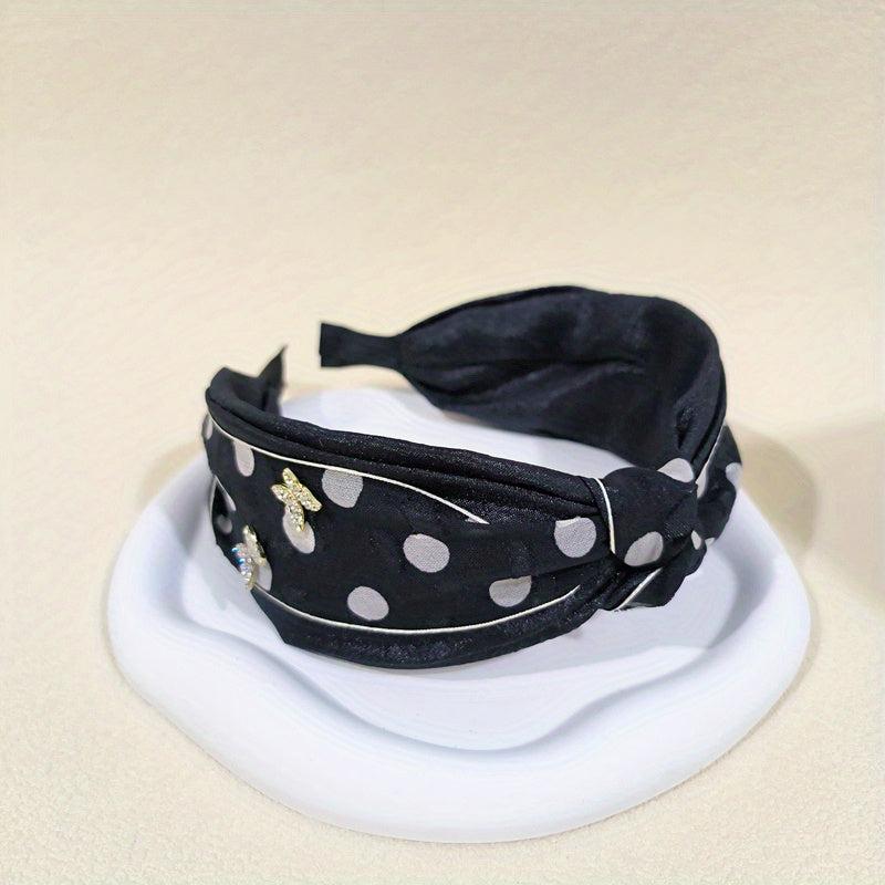 Cross Knotted Headband Rhinestone Butterfly Hair Band