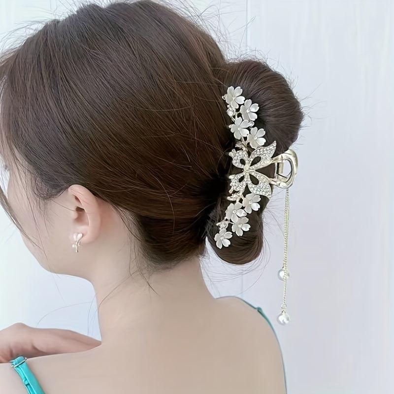 Large Shark Claw Rhinestone Hair Claw Ponytail Holder