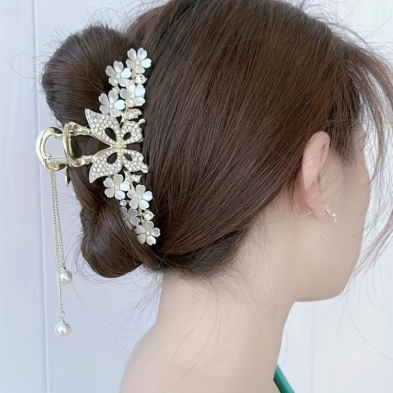 Large Shark Claw Rhinestone Hair Claw Ponytail Holder