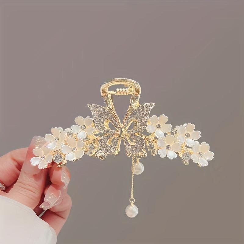 Large Shark Claw Rhinestone Hair Claw Ponytail Holder