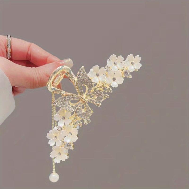 Large Shark Claw Rhinestone Hair Claw Ponytail Holder