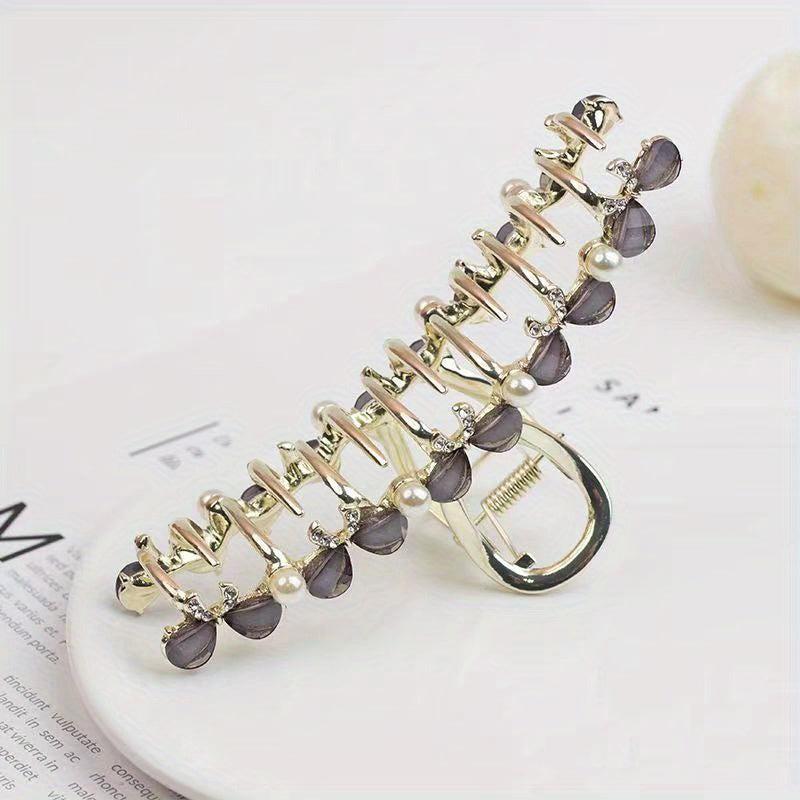 Opal Bow Hair Claw Sparkly Pearl Metal Hair Claw Ponytail Holder