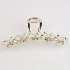 Opal Bow Hair Claw Sparkly Pearl Metal Hair Claw Ponytail Holder