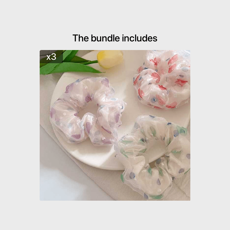 3pcs Polka Dot Mesh Scrunchie Hair Tie