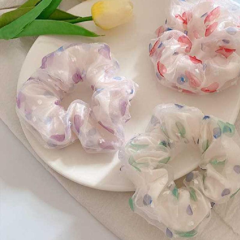 3pcs Polka Dot Mesh Scrunchie Hair Tie