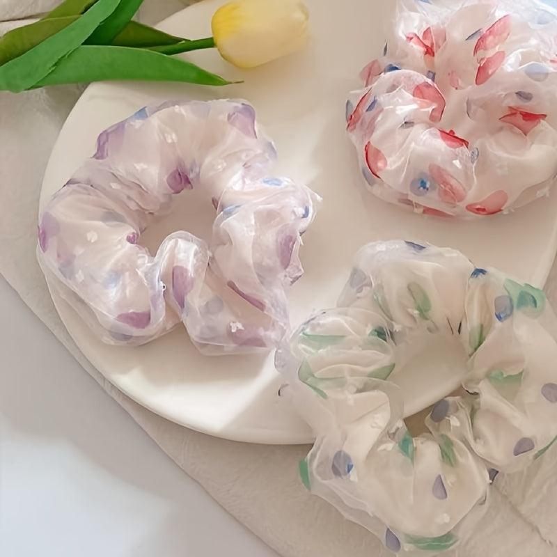 3pcs Polka Dot Mesh Scrunchie Hair Tie