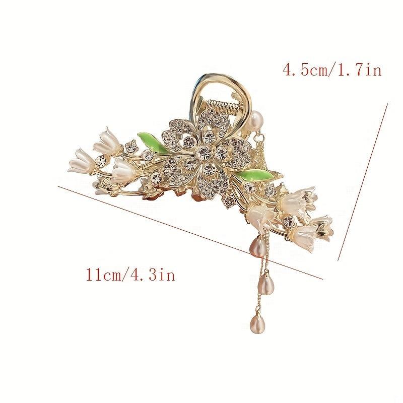Large Rhinestone Flower Hair Claw Ponytail Holder