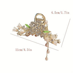 Large Rhinestone Flower Hair Claw Ponytail Holder