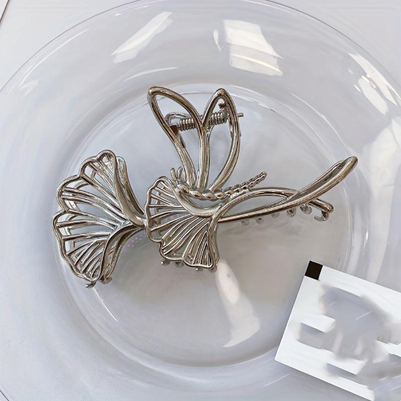 Ginkgo Leaf Claw Clip Silver Gold Hair Clip Large Shark Claw Thick Hair