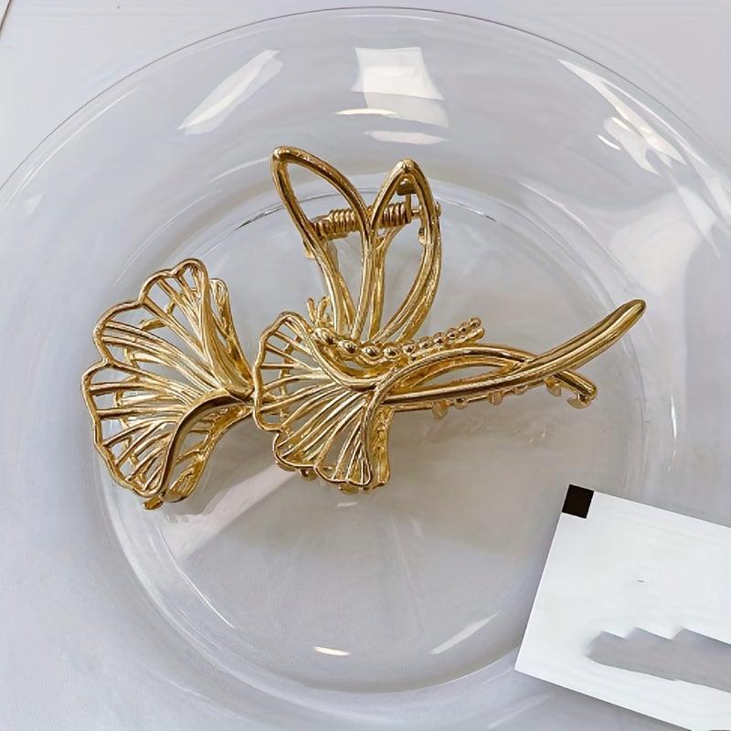 Ginkgo Leaf Claw Clip Silver Gold Hair Clip Large Shark Claw Thick Hair