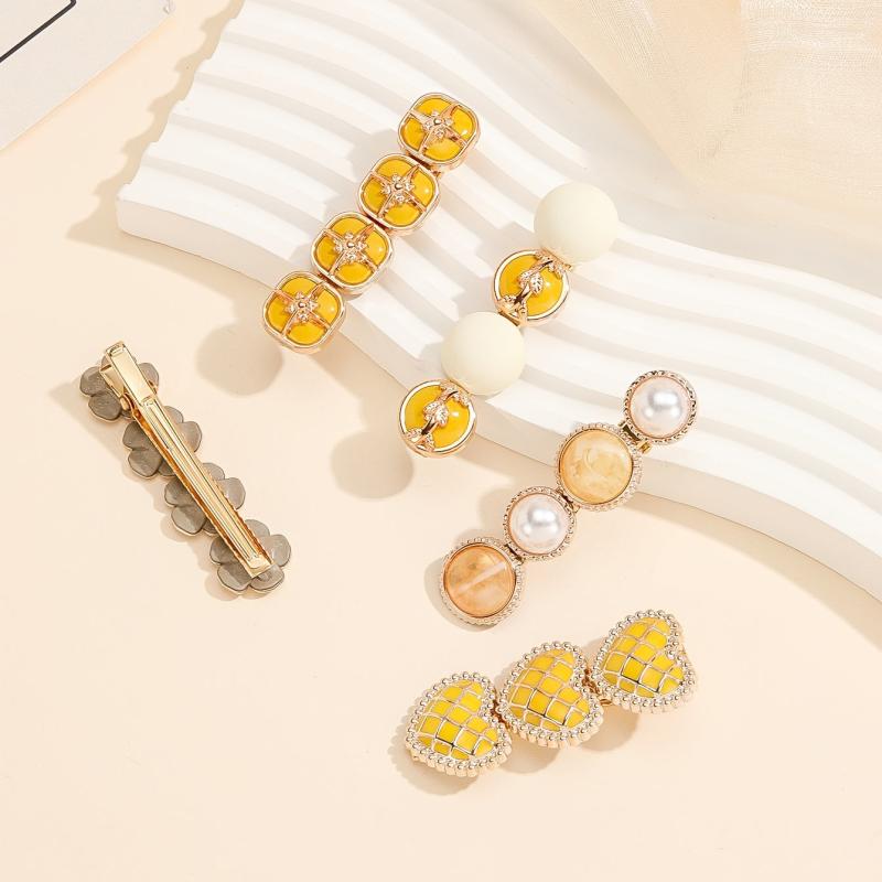 5pcs Heart Flower Faux Pearl Hairclip Hairpin Set Daily Party Accessories