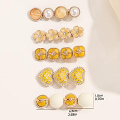 5pcs Heart Flower Faux Pearl Hairclip Hairpin Set Daily Party Accessories