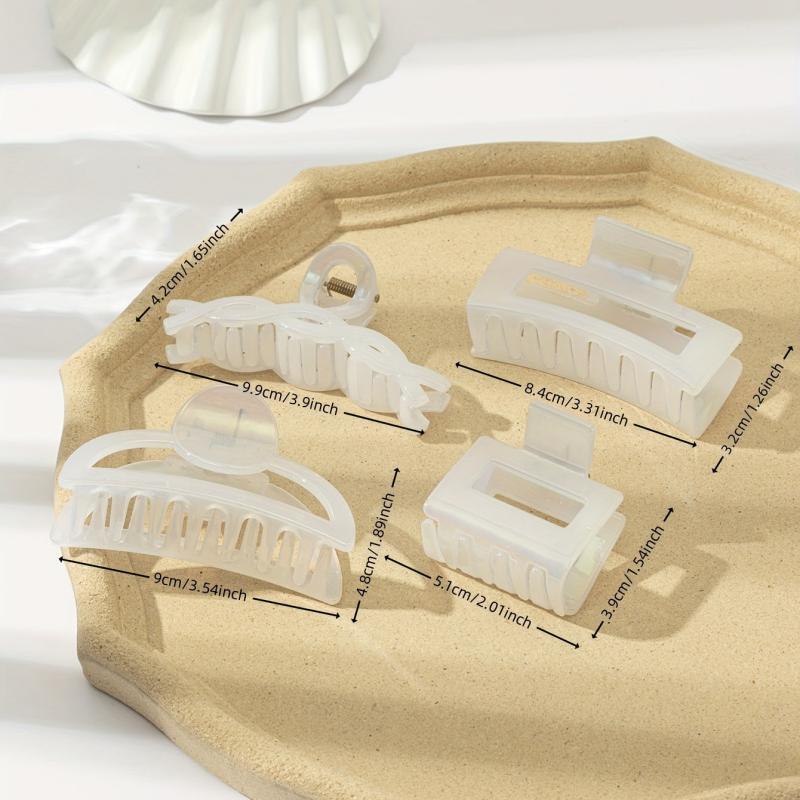 4pcs Holographic Hair Claw Clip Nonslip Square Ponytail Holder Hair Accessories