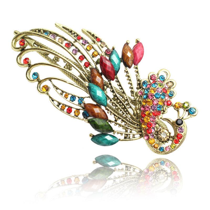 Peacock Rhinestone Hair Clip Hairpin Bohemian Style Hair Accessories