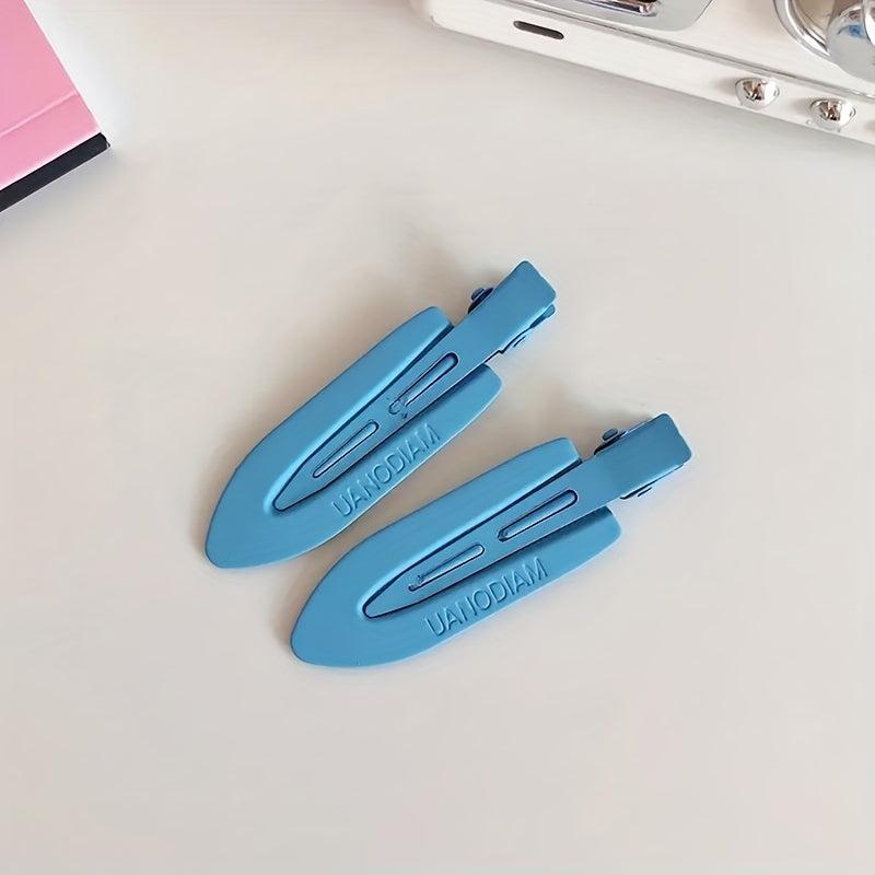 2pcs Solid Hair Clip No Crease Duck Billed Clip Style Hair Clip