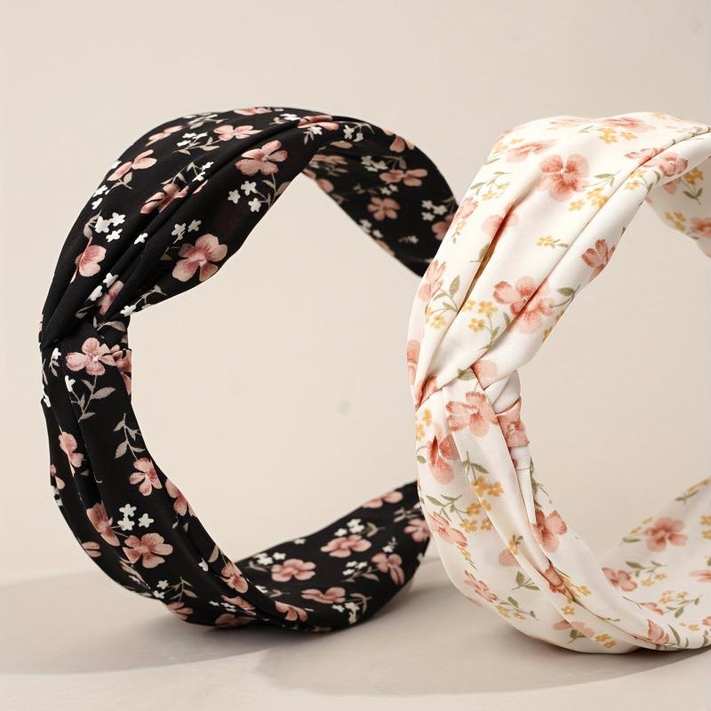 2pcs Knotted Hair Hoop Cross Floral Hairpin Head Hoop Headwear