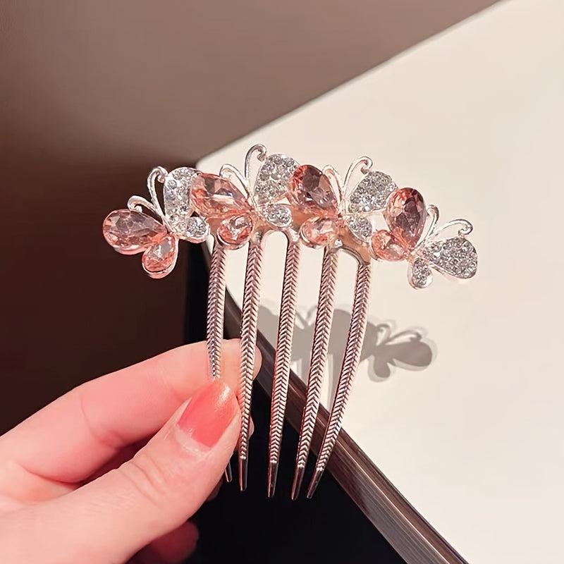 Crystal Bowknot Hair Comb Side Comb Head Jewelry Hair Accessories