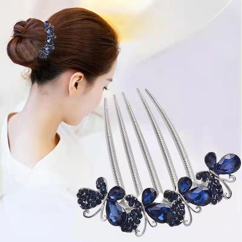 Crystal Bowknot Hair Comb Side Comb Head Jewelry Hair Accessories