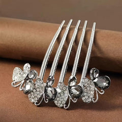 Crystal Bowknot Hair Comb Side Comb Head Jewelry Hair Accessories