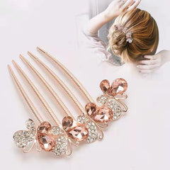 Crystal Bowknot Hair Comb Side Comb Head Jewelry Hair Accessories