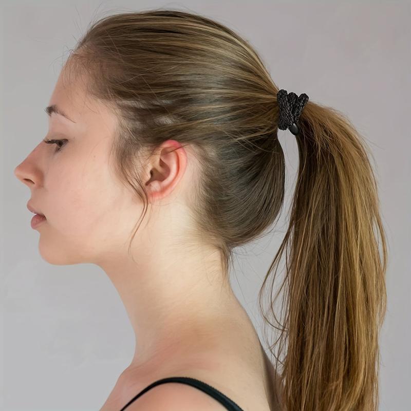 30pcs Solid Hair Ties Elastic Ponytail Holder for Thick Hair