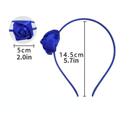 Satin Rose Headband Flower Hair Hoop for Women Girls