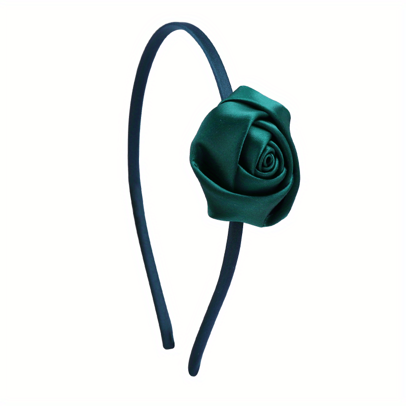 Satin Rose Headband Flower Hair Hoop for Women Girls