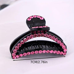 Pink Rhinestone Hair Claw Ponytail Holder Women Girls Hair Claw Clip
