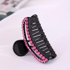 Pink Rhinestone Hair Claw Ponytail Holder Women Girls Hair Claw Clip