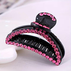 Pink Rhinestone Hair Claw Ponytail Holder Women Girls Hair Claw Clip