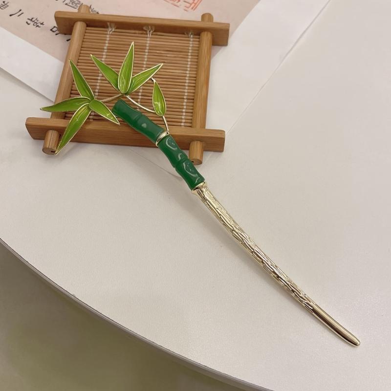 Bamboo Leaves Hairpin Chinese Style Alloy Hair Pin Vintage Cheongsam Accessories