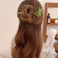 Bamboo Leaves Hairpin Chinese Style Alloy Hair Pin Vintage Cheongsam Accessories
