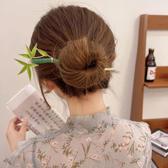 Bamboo Leaves Hairpin Chinese Style Alloy Hair Pin Vintage Cheongsam Accessories