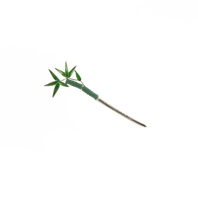 Vintage Tassel Hair Pin Chignon Hair Styling Accessory Green Bamboo