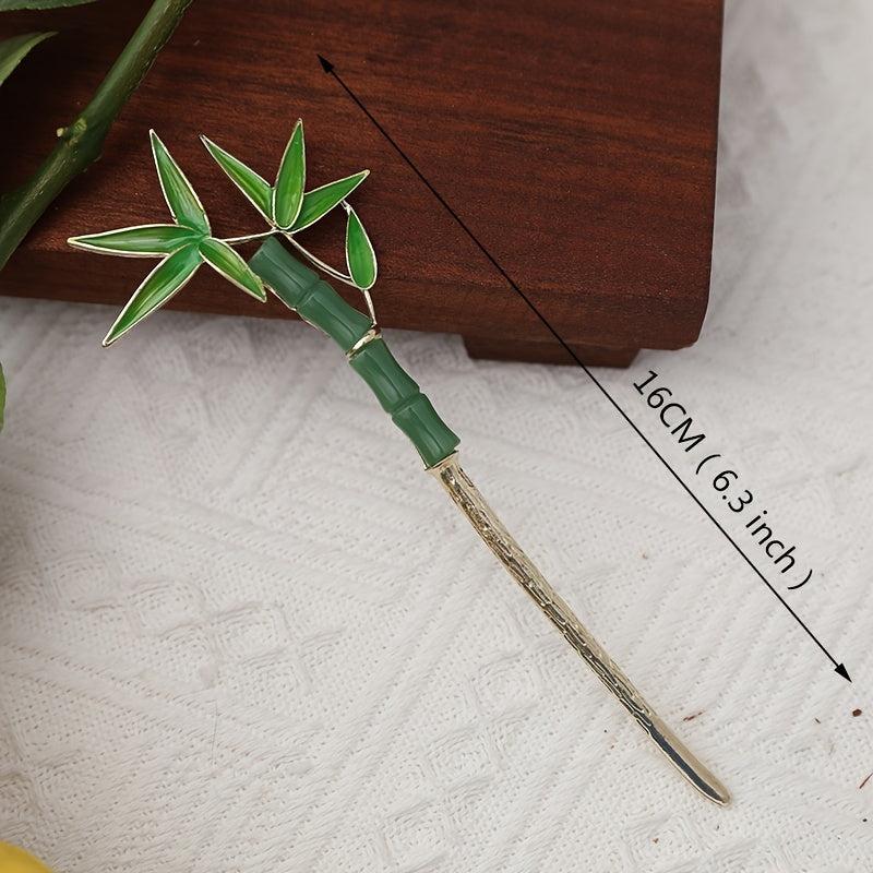 Vintage Tassel Hair Pin Chignon Hair Styling Accessory Green Bamboo