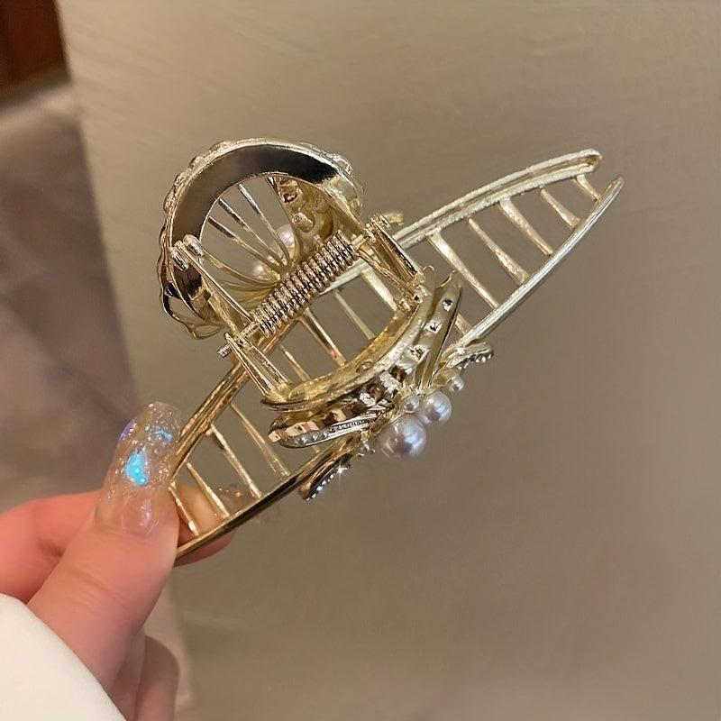 Faux Pearl Butterfly Hair Claw Large Back Head Hair Shark Claw