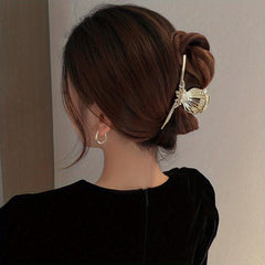 Faux Pearl Butterfly Hair Claw Large Back Head Hair Shark Claw