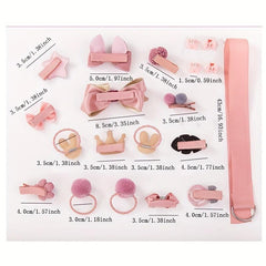 18pcs Baby Girls Hair Accessories Set, Cartoon Bow Duck Billed Clip Elasti