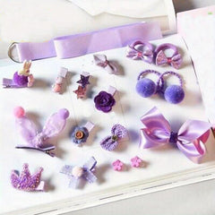 18pcs Baby Girls Hair Accessories Set, Cartoon Bow Duck Billed Clip Elasti
