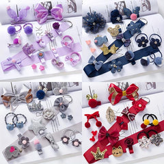 18pcs Baby Girls Hair Accessories Set, Cartoon Bow Duck Billed Clip Elasti